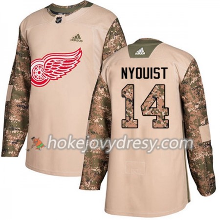 Pánské Hokejový Dres Detroit Red Wings Gustav Nyquist 14 Adidas 2017-2018 Camo Veterans Day Practice Authentic
